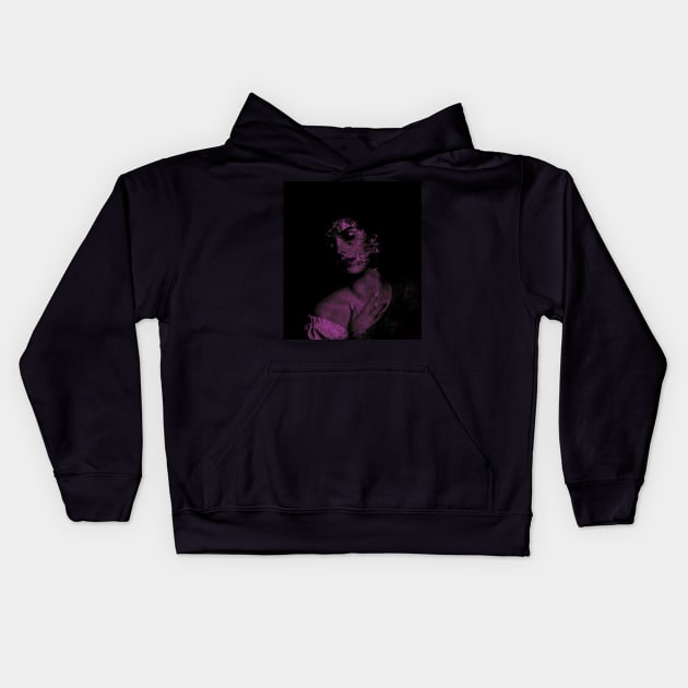 Beautiful girl, her skin and body falling down to pieces, disappear. Dark, dim, violet. Kids Hoodie by 234TeeUser234